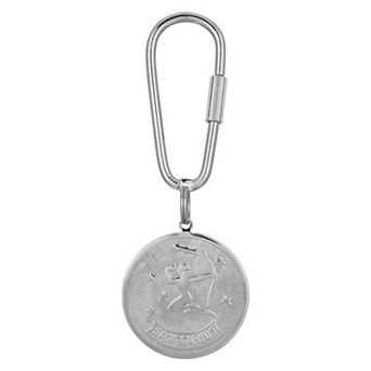 1928 Silver Tone Zodiac Sign Key Fob