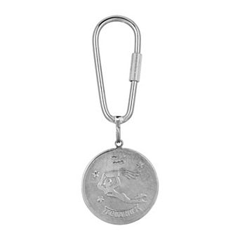 1928 Silver Tone Zodiac Sign Key Fob
