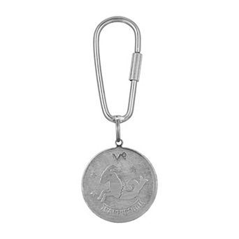 1928 Silver Tone Zodiac Sign Key Fob