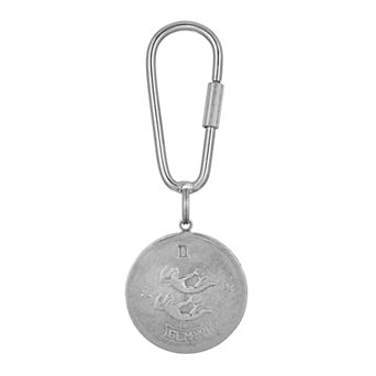 1928 Silver Tone Zodiac Sign Key Fob