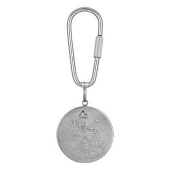 1928 Silver Tone Zodiac Sign Key Fob