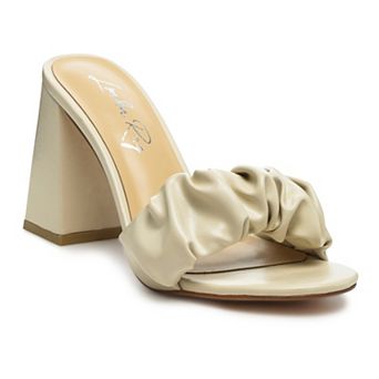 Mid Block Women's Heel Pleated Strap Sandals