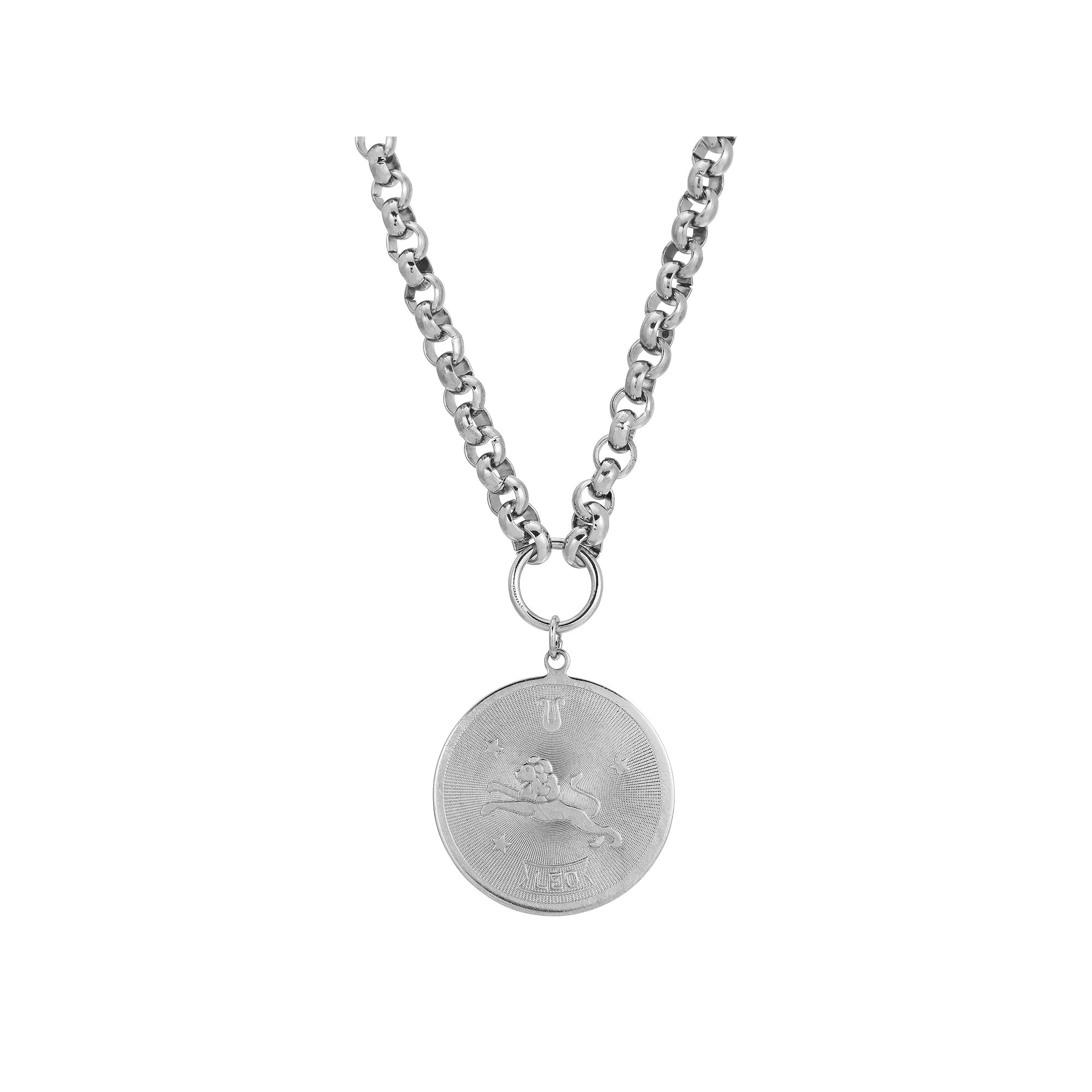 1928 Round Sagitarius Pendant Necklace, Womens, August