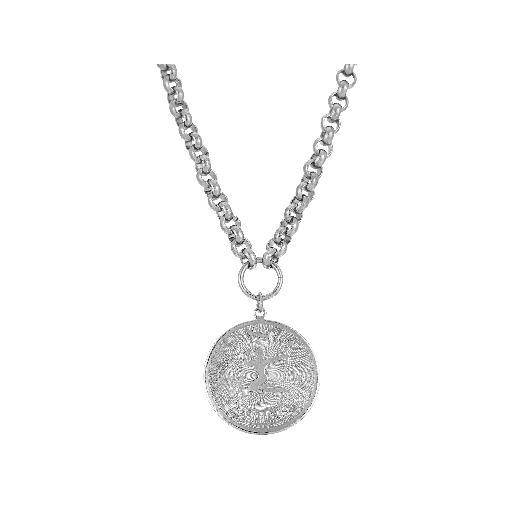 1928 Round Sagitarius Pendant Necklace, Womens, December