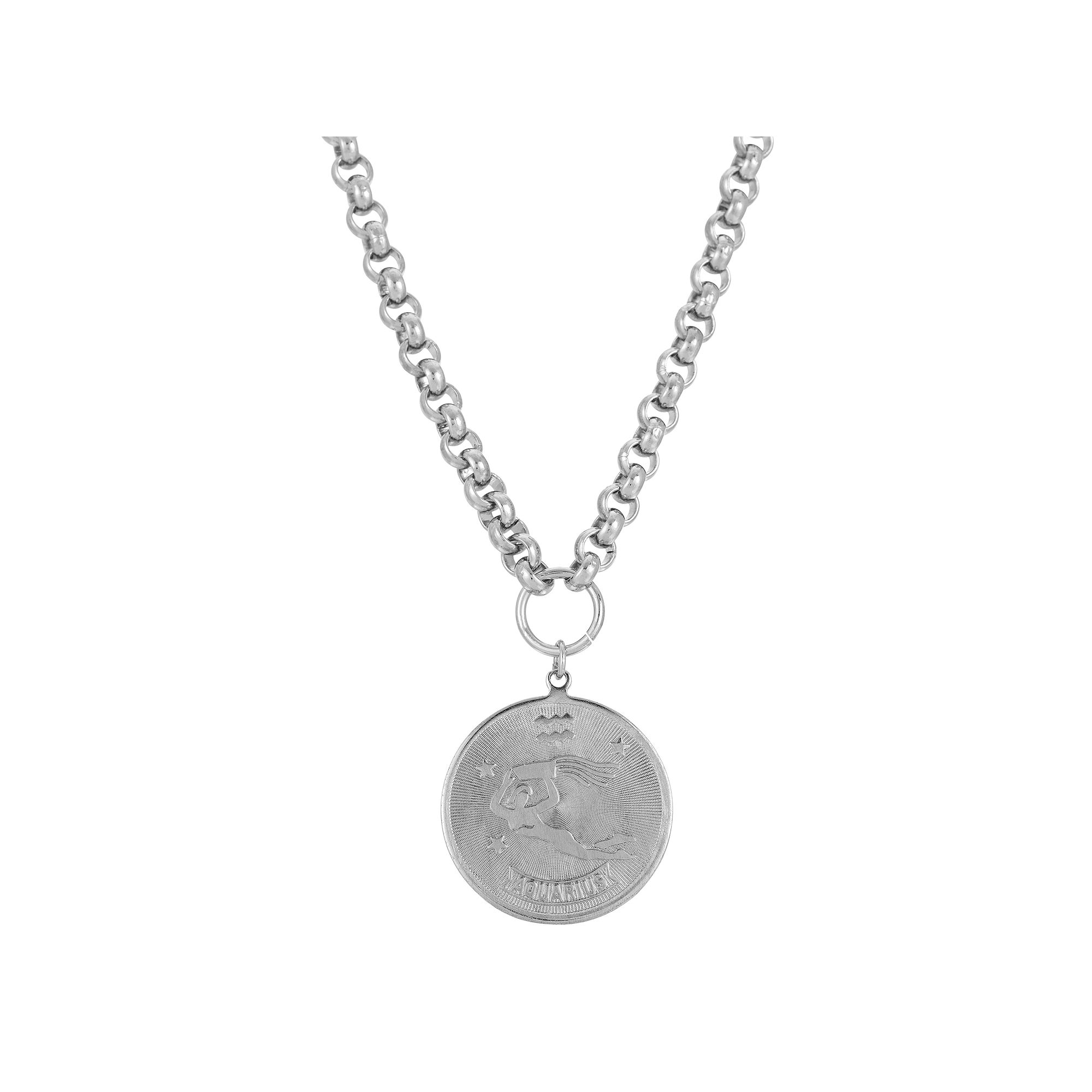 1928 Round Sagitarius Pendant Necklace, Womens, February