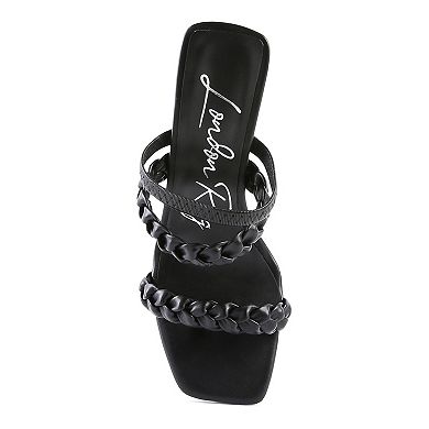 London Rag Woven Strap Block Heel Women's Sandals