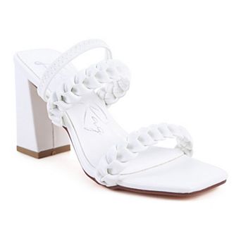 London Rag Woven Strap Block Heel Women's Sandals