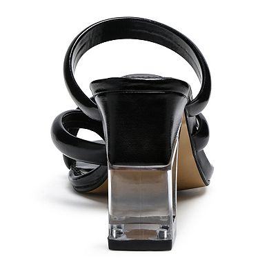 London Rag Erised Clear Heel Women's Toe Ring Slide Sandals