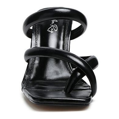 London Rag Erised Clear Heel Women's Toe Ring Slide Sandals