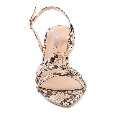 London Rag Cherry Tart Snake Print Women's Heeled Sandals