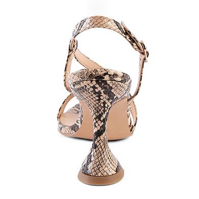 London Rag Cherry Tart Snake Print Women's Heeled Sandals
