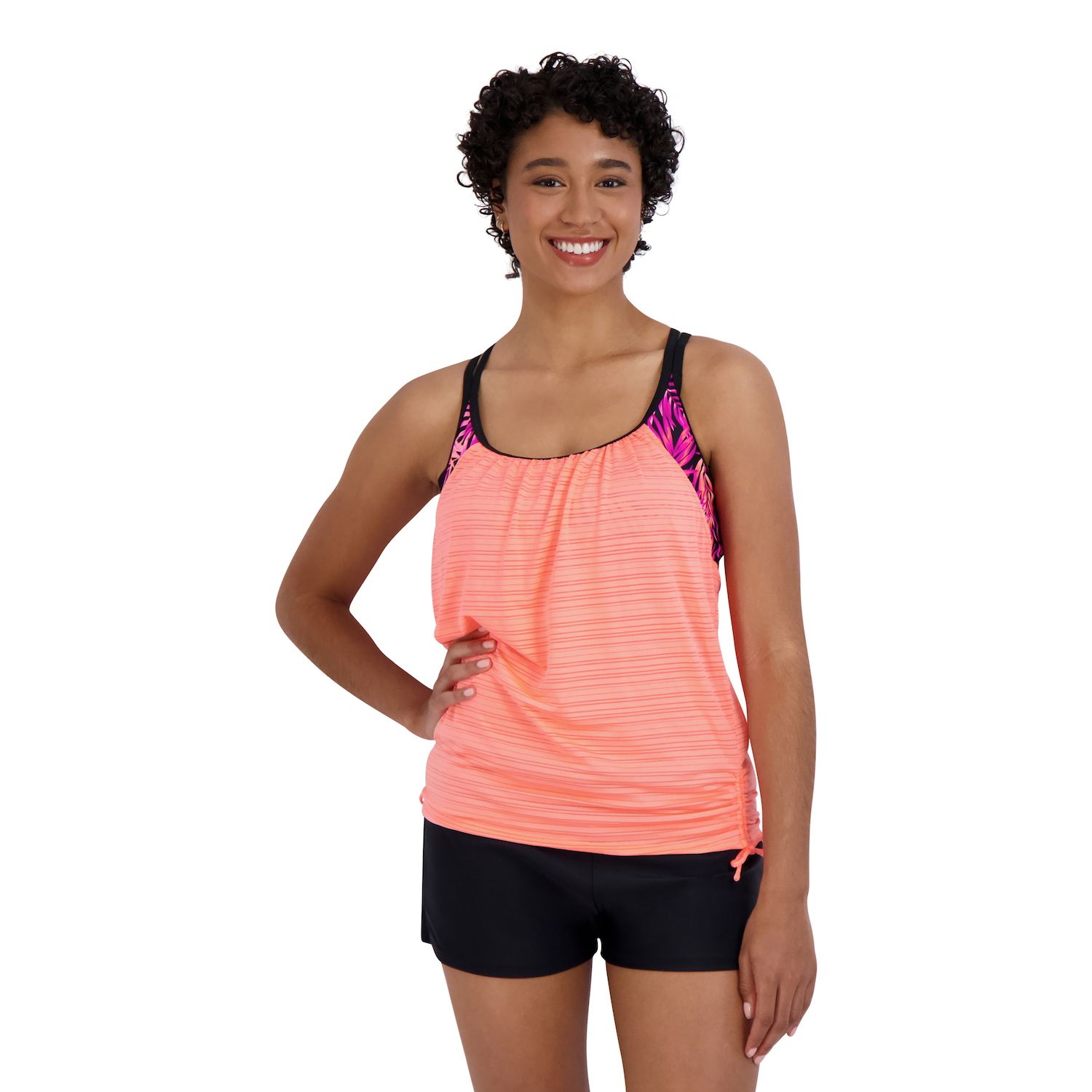 Women's ZeroXposur UPF 30+ Ruched 2-in-1 Tankini Top