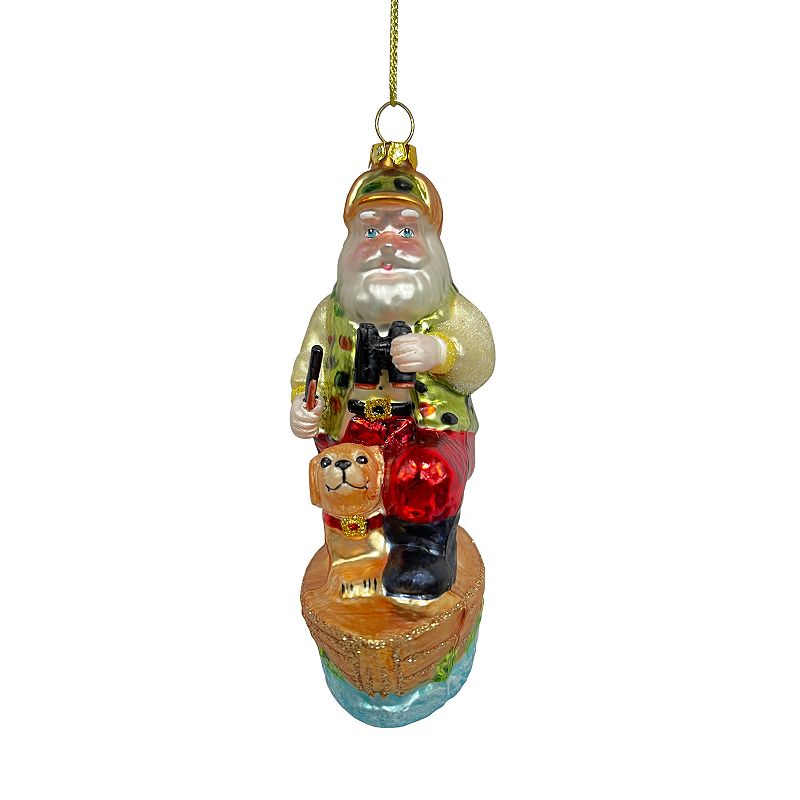 St. Nicholas Square Fishing Santa Christmas Ornament, Multicolor