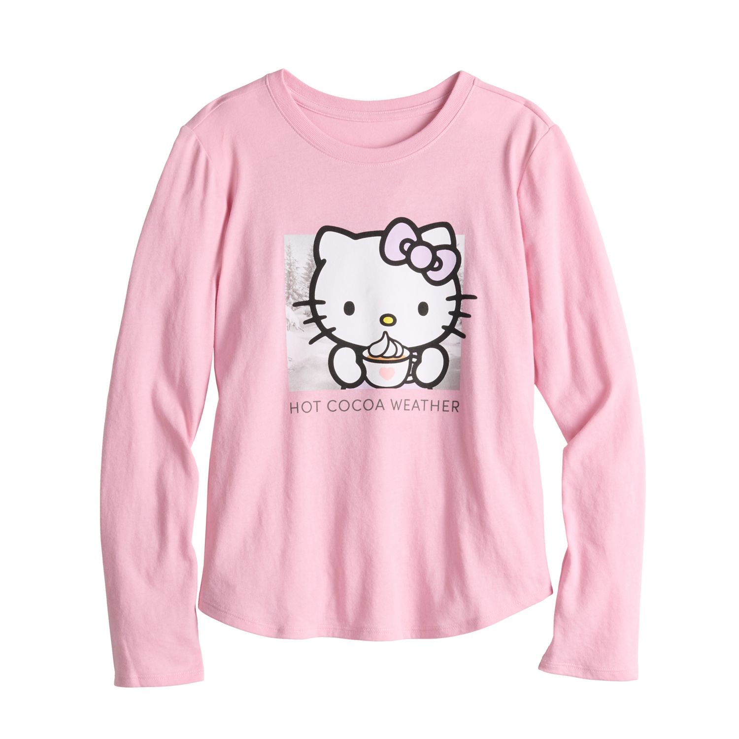 Toddler Girl Graphic Kitty and Letter Print Long-sleeve Pullover