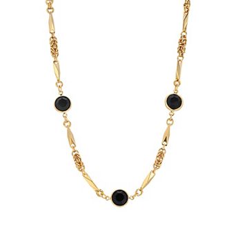 1928 Gold-tone Black Channel Necklace