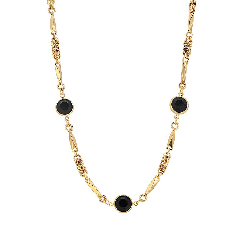 1928 Gold-tone Black Chanel Necklace, Womens