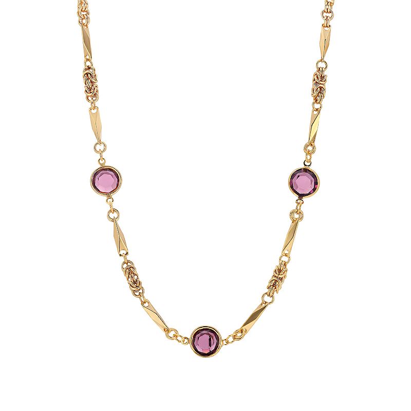 1928 Gold-tone Black Chanel Necklace, Womens, Purple