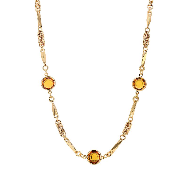 1928 Gold-tone Black Chanel Necklace, Womens, Yellow