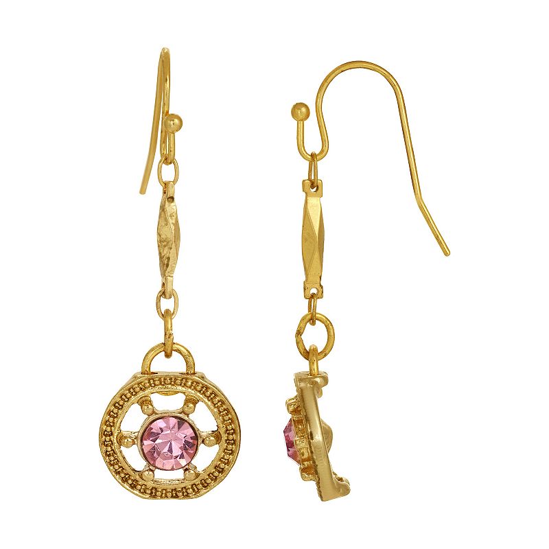 1928 Gold Tone Drop Earring, Womens, Pink