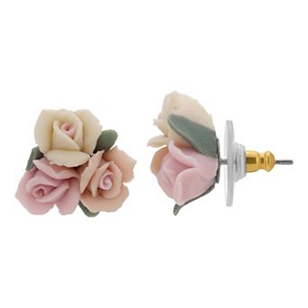 1928 Rose Button Earring