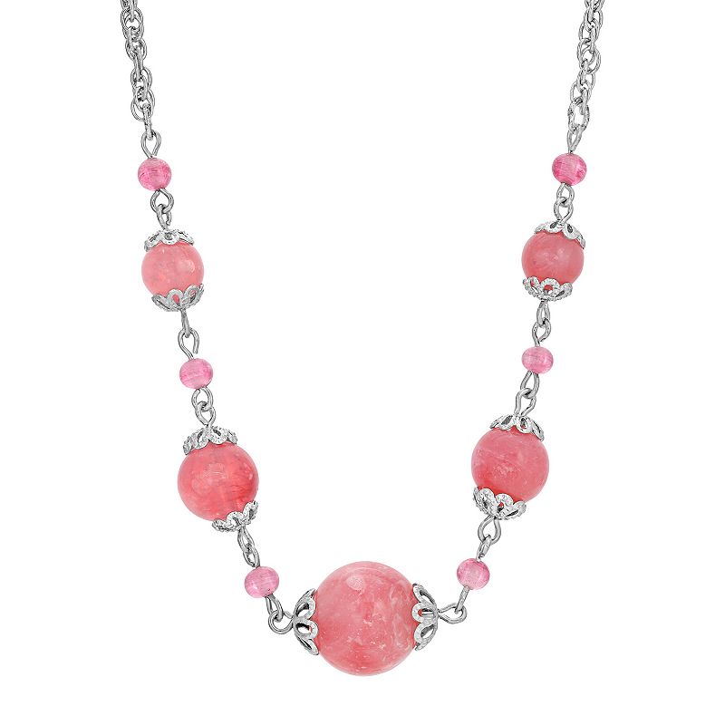 1928 Pink Beaded Necklace, Womens