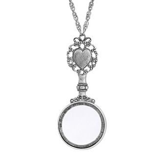 1928 Filigree Heart Magnifying Glass Necklace