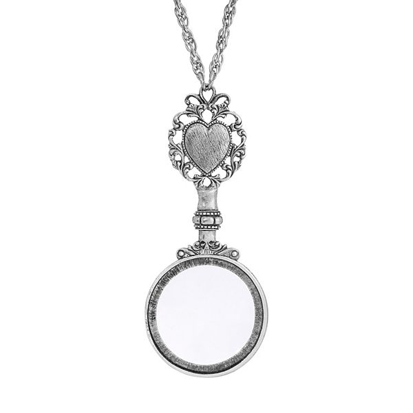 1928 Filigree Heart Magnifying Glass Necklace