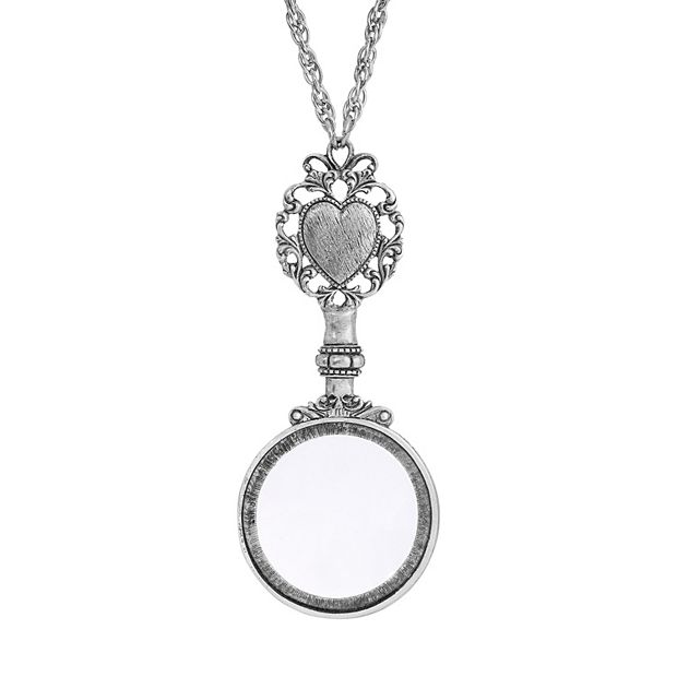 1928 Filigree Heart Magnifying Glass Necklace