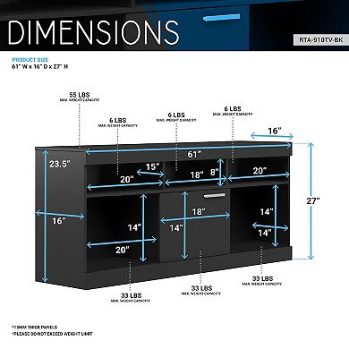 Black TV Stand - Up To 65" TV