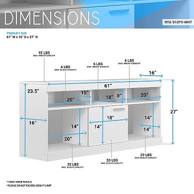 White TV Stand - Up To 65" TV