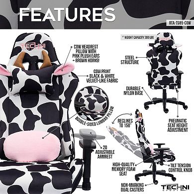 Techni Sport TS85 COW Print LUXX Series Gaming Chair