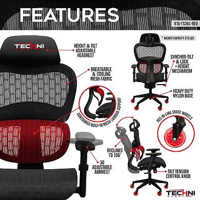 Techni Sport TS36C AIRFLEX Cool Mesh Gaming Chair