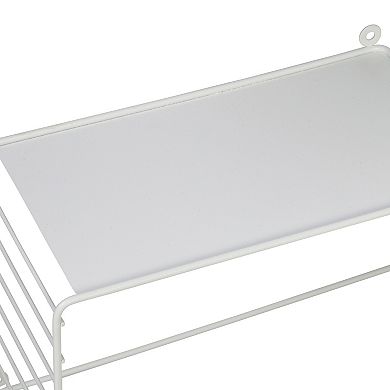 Honey-Can-Do Three-Tier Floating Square Decorative White Metal Wall Shelf
