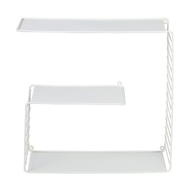 Honey-Can-Do Three-Tier Floating Square Decorative White Metal Wall Shelf