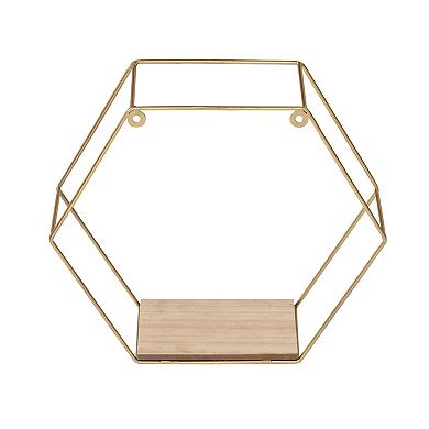 Honey-Can-Do Set of Hexagonal Decorative Gold-Tone Metal Wall Shelf 2-Piece Set