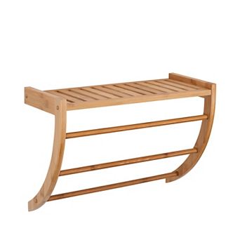 Organize It All Bamboo Wall Mount Shelf & Towel Rack