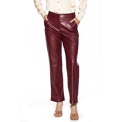 Women's ALEXIA ADMOR Faux-Leather Fitted Wide-Leg Pants