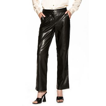 Women's ALEXIA ADMOR Faux-Leather Fitted Wide-Leg Pants