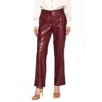 Women's ALEXIA ADMOR Faux-Leather Fitted Wide-Leg Pants