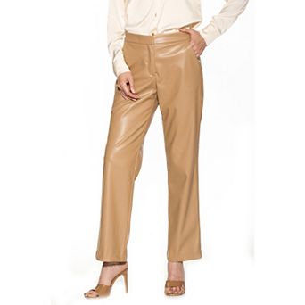 Women's ALEXIA ADMOR Faux-Leather Fitted Wide-Leg Pants