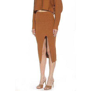 Women's ALEXIA ADMOR Ribbed Knit High Slit Midi Skirt