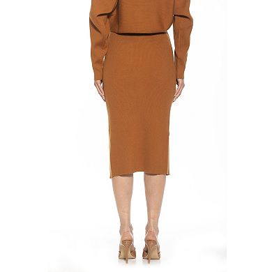 Women's ALEXIA ADMOR Ribbed Knit High Slit Midi Skirt