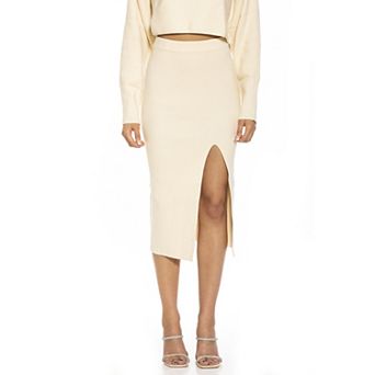 Women's ALEXIA ADMOR Ribbed Knit High Slit Midi Skirt