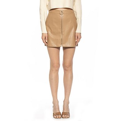 Women's ALEXIA ADMOR Faux Leather Exposed Zipper Mini Skirt