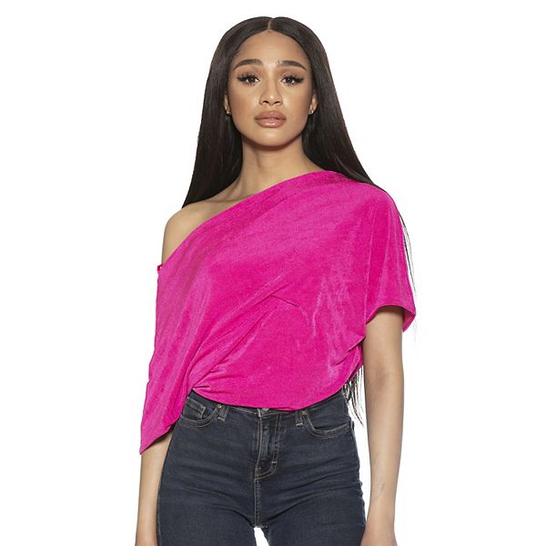 Women's ALEXIA ADMOR One Shoulder Draped Satin Bodysuit