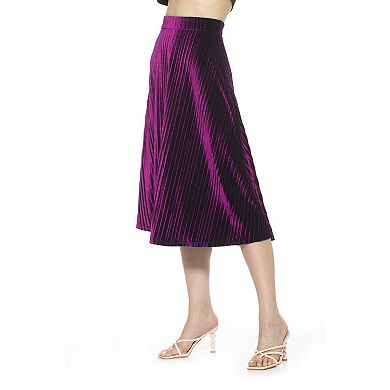 Women's ALEXIA ADMOR Alaina Pleated Velvet Midi Skirt