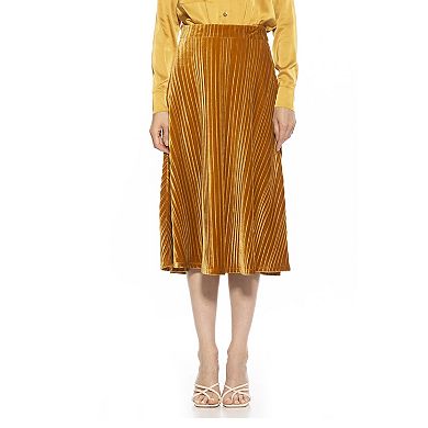 Women's ALEXIA ADMOR Alaina Pleated Velvet Midi Skirt