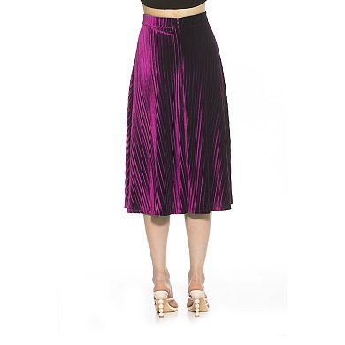 Women's ALEXIA ADMOR Alaina Pleated Velvet Midi Skirt