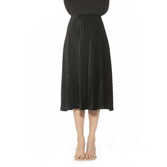 Women's ALEXIA ADMOR Alaina Pleated Velvet Midi Skirt