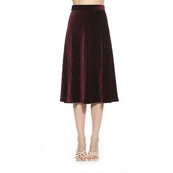 Women's ALEXIA ADMOR Alaina Pleated Velvet Midi Skirt